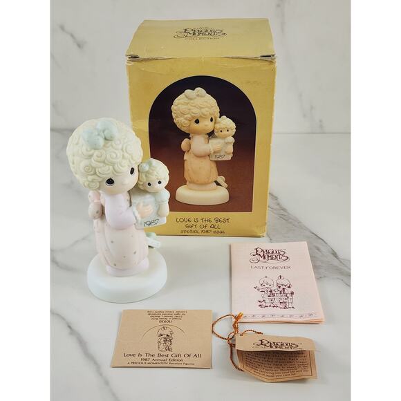 Enesco Precious Moments Love Is The Best 5 1/2" Porcelain Figurine 1987 Taiwan - Picture 1 of 13